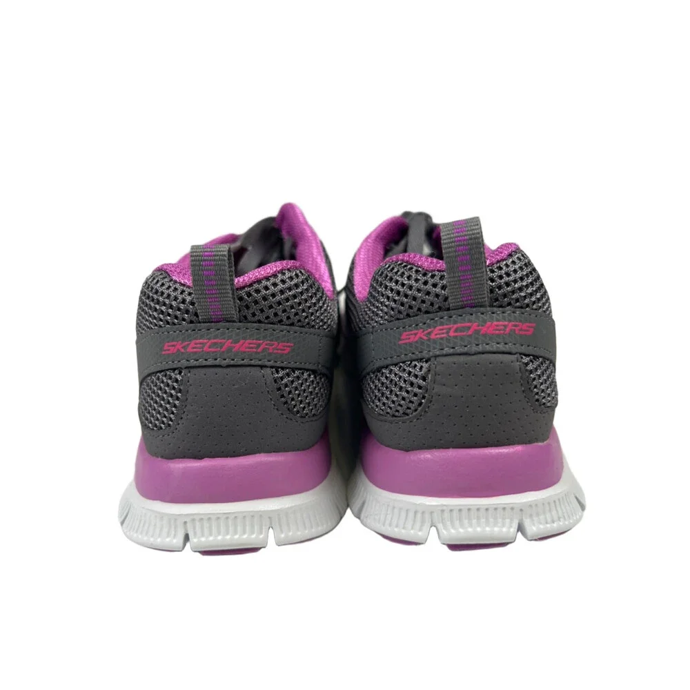 Skechers Women's Gray/Purple Lightweight Memory Foam Sneakers - 8.5